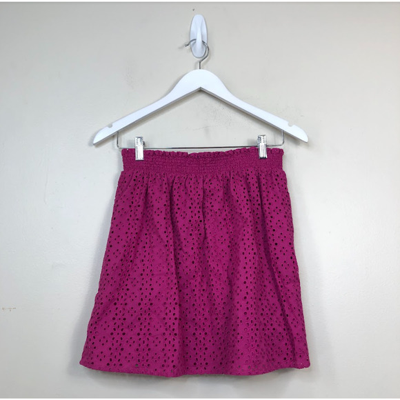 LEYDEN Women's Pull On Eyelet Embroidered A-Line Mini Skirts Med Pink S, $59 NWT - Picture 2 of 3